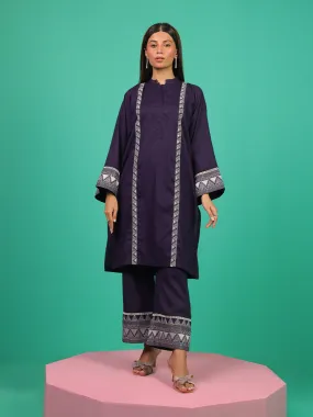 2pc - Stitched Basic Embroidered Yarn Dyed Shirt