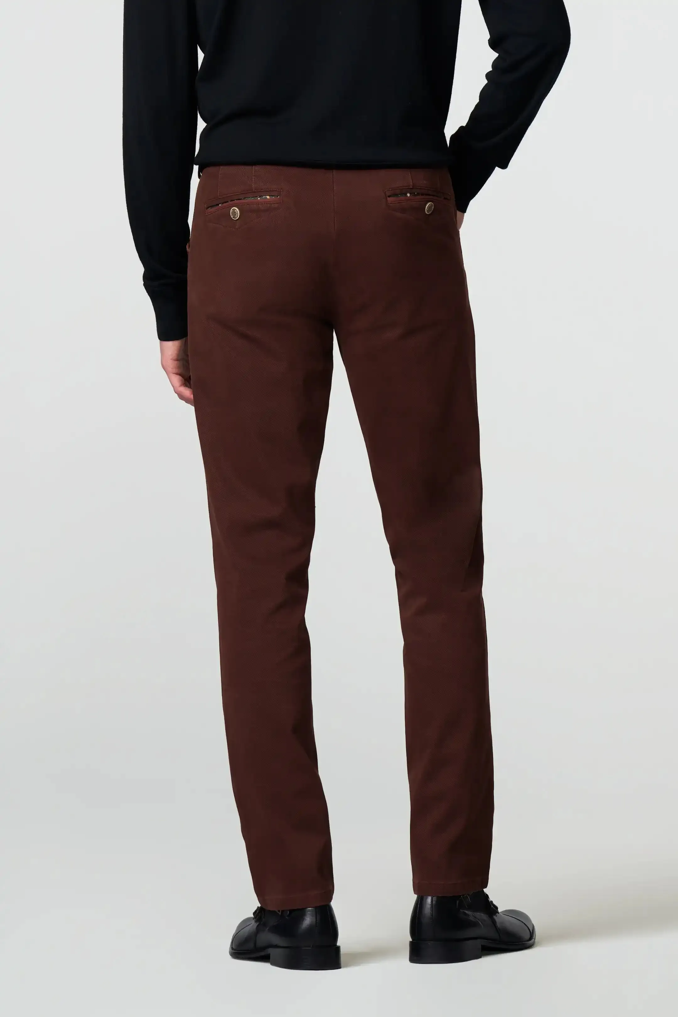 30% OFF - MEYER Chicago Trousers - 5613 Fine Micro Cotton Chinos - Bordeaux
