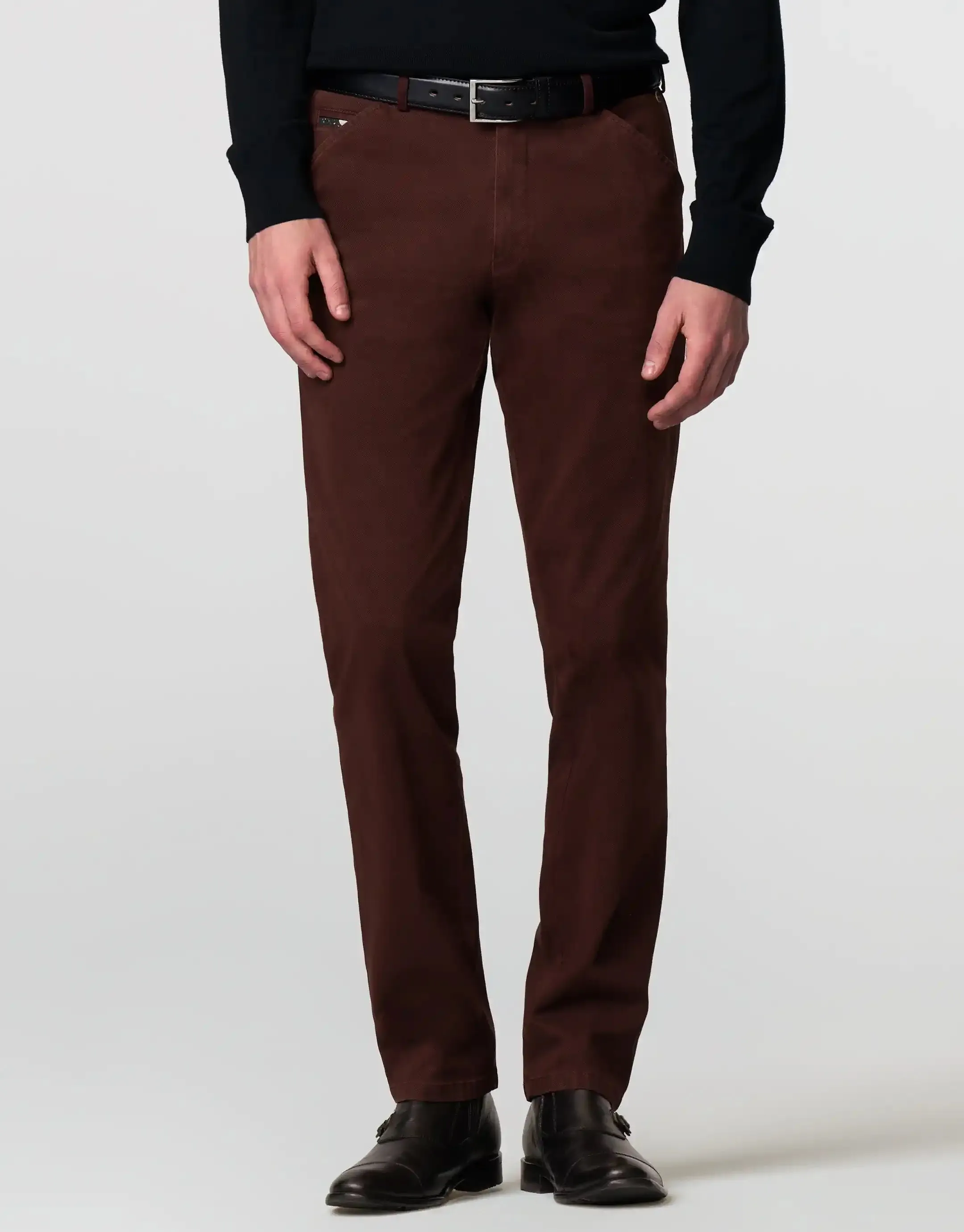 30% OFF - MEYER Chicago Trousers - 5613 Fine Micro Cotton Chinos - Bordeaux