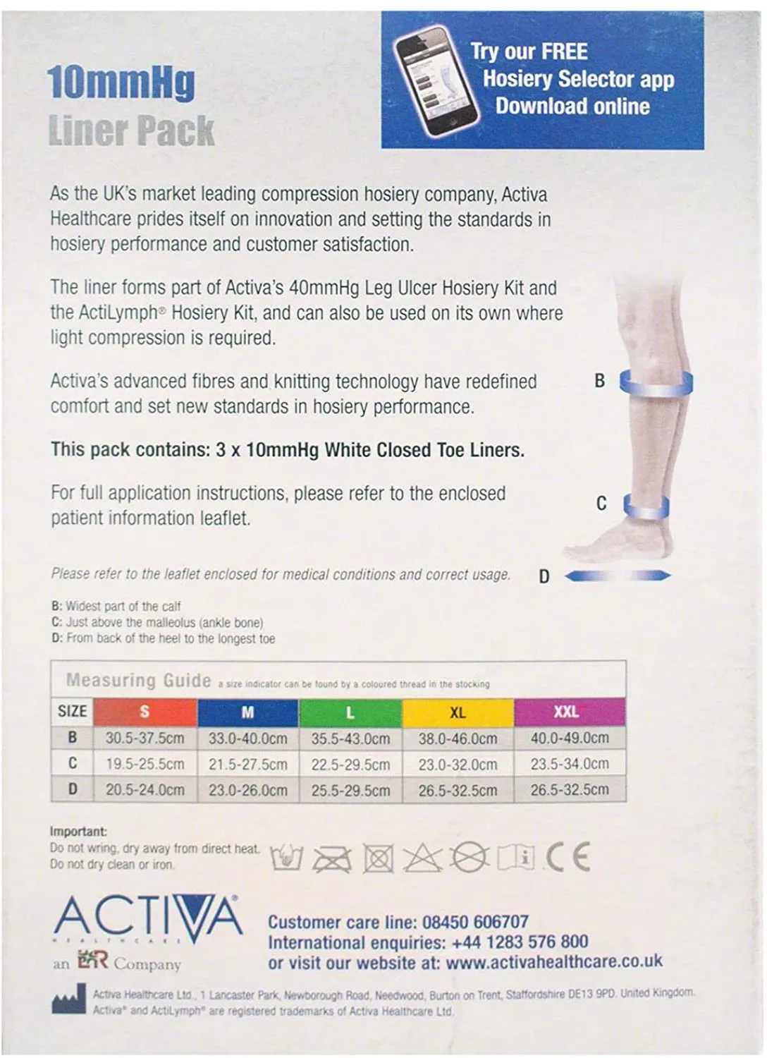 Activa Stocking Liner Pack CT 10mmHg x 3 - Choose from S/M/L/XL/XXL, Sand/White