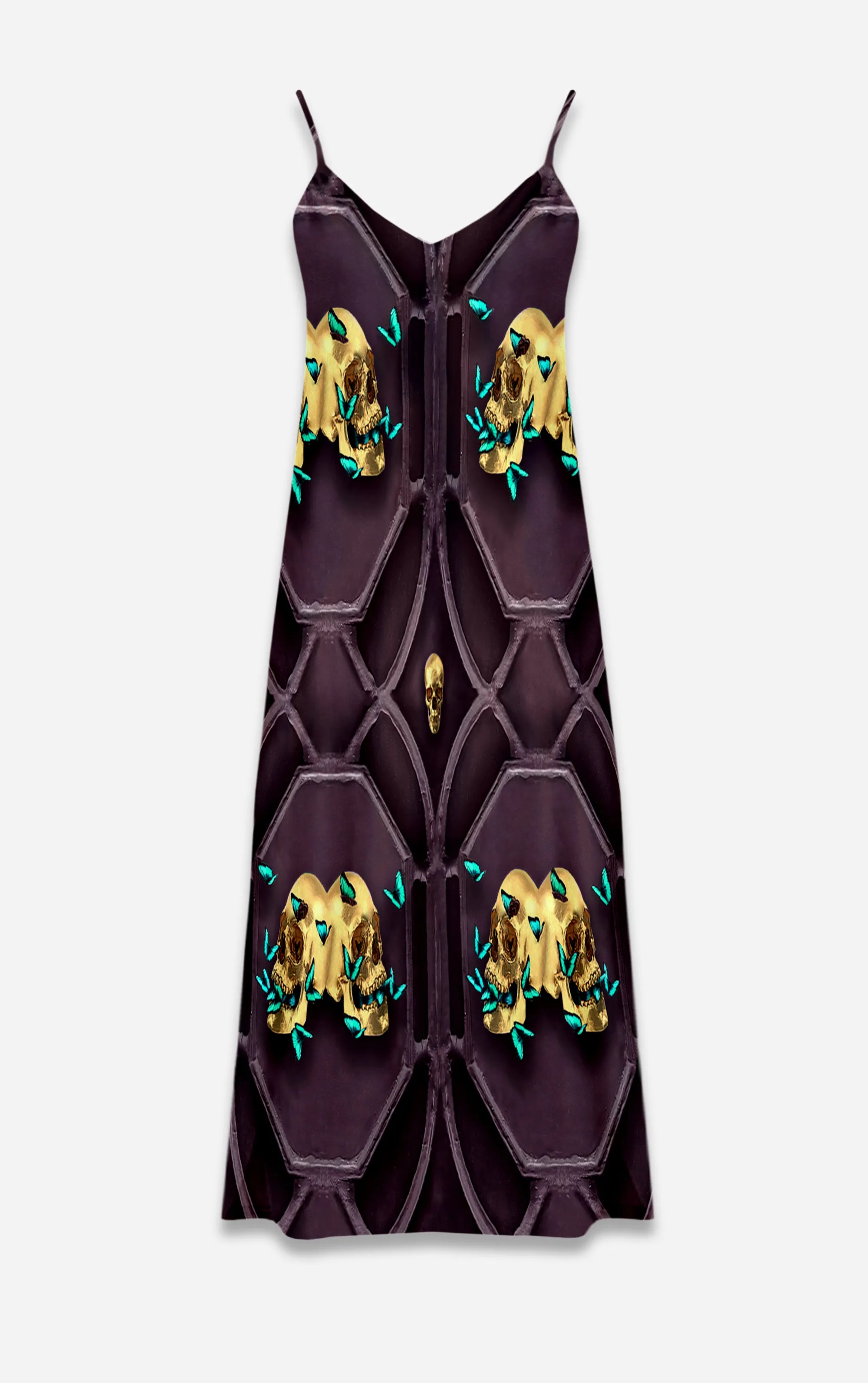 All Saints Double Nouveau- 100% Silk Satin French Gothic V Neck Slip Dress in Muted Eggplant Wine | Le Leanian™