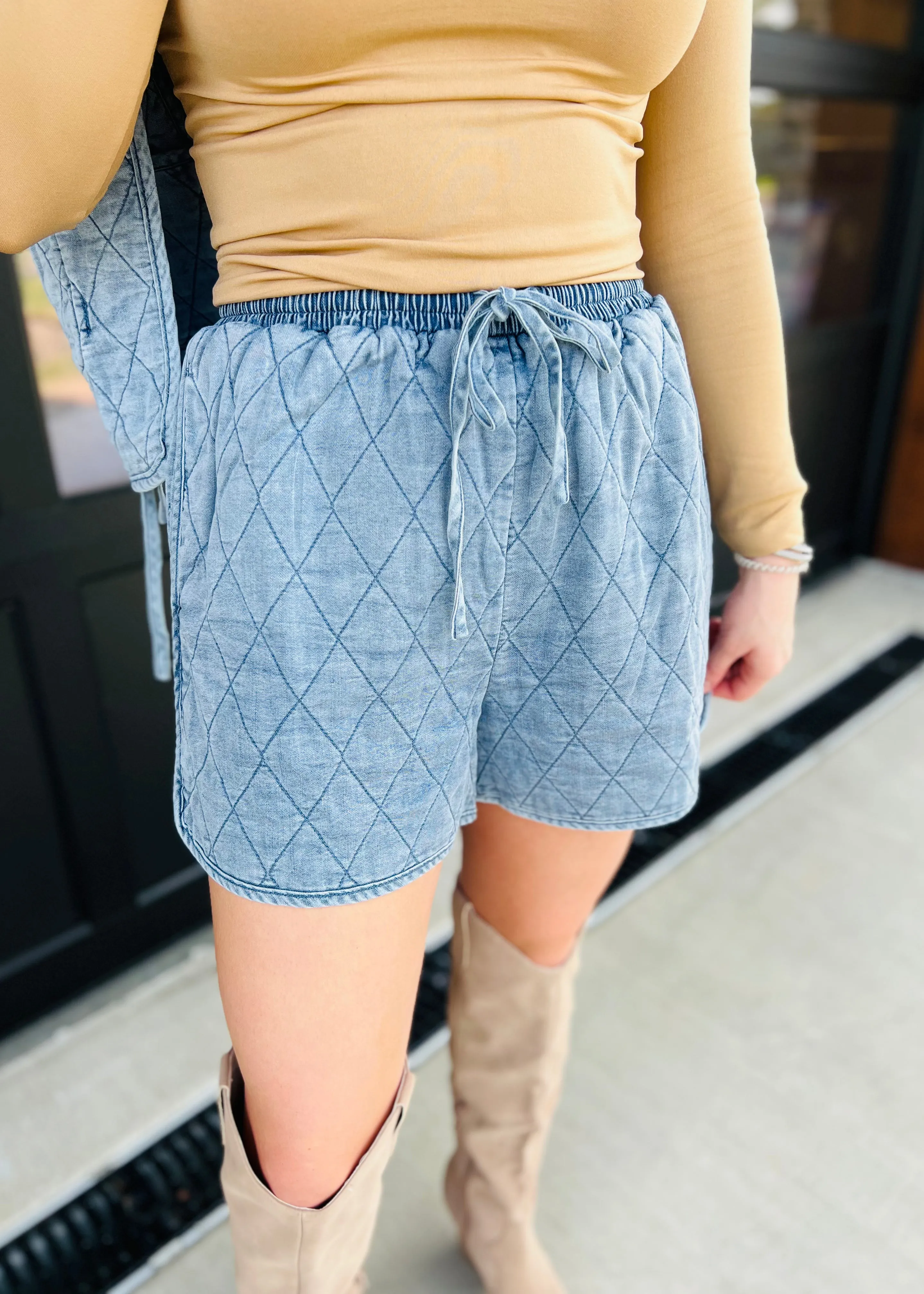Allie Quilted Denim Shorts