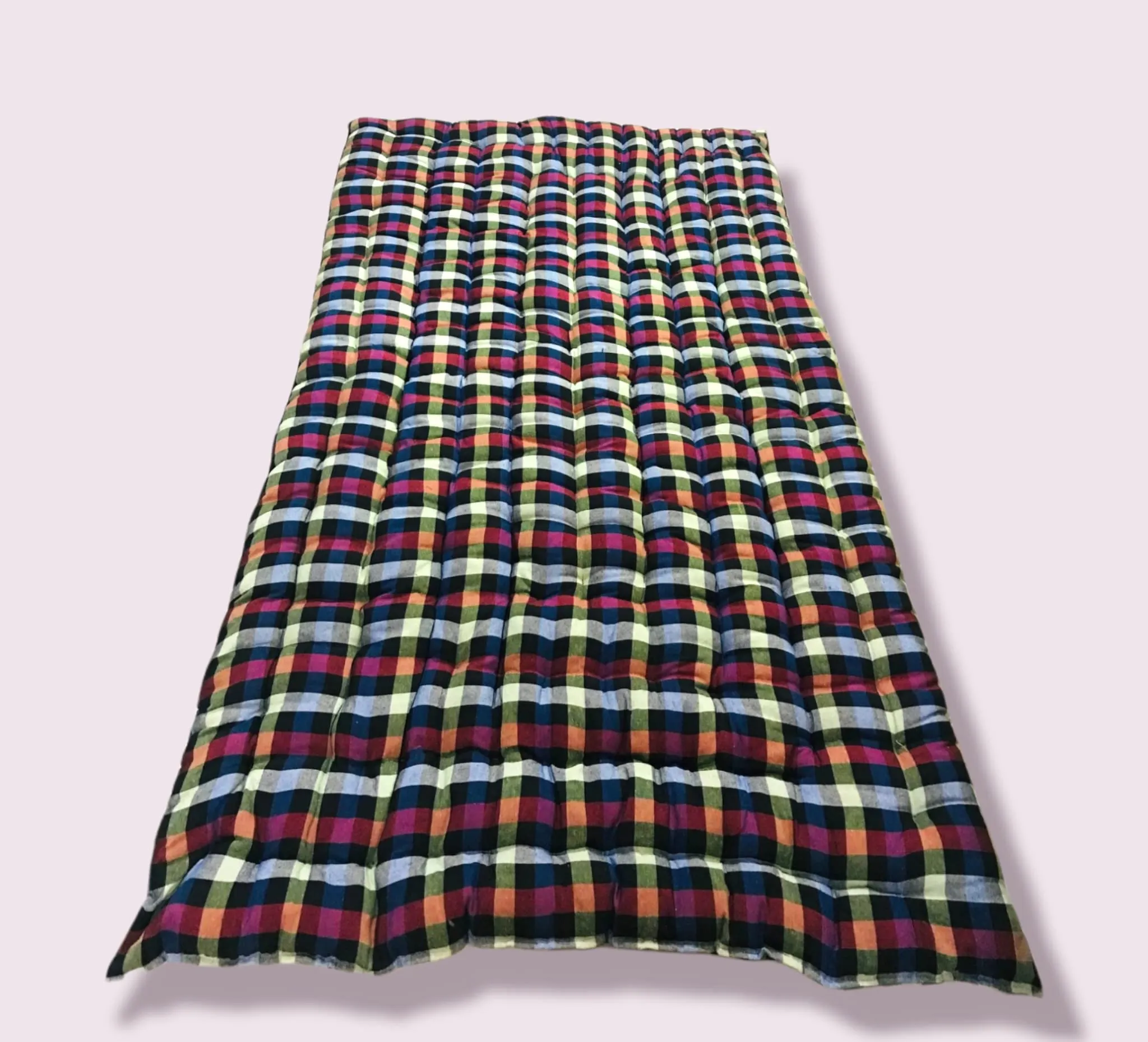 ATOOTFUSION Deewan Size Soft Large Cotton Quilt Mat | Cotton Quilt Mattress Rollable Foldable Movable Mattress (2 Sleeping Capacity)_72X48-Inch-MultiColor