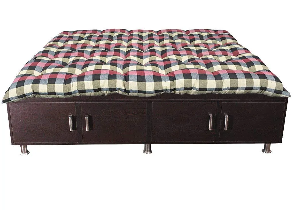 ATOOTFUSION Large Soft Cotton Mattress | Foldable Lightweight Sleeping Mattress | Ideal for Guest Use and Hostels | Multicolor (78X72 Inches, King Size Mattress)