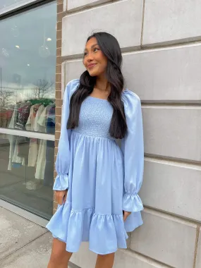 Baby Blue Smocked Babydoll Dress