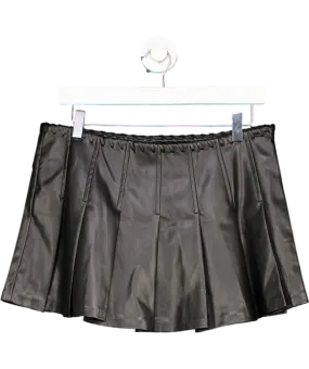 Bershka Black Pleated Faux Leather Mini Skirt UK M