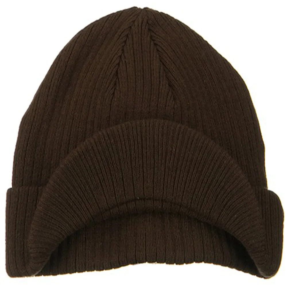 Big Knit Ribbed Beanie with Visor