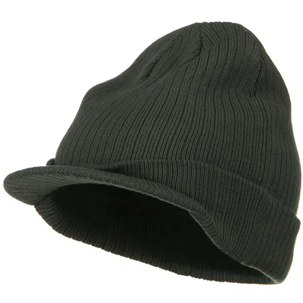 Big Knit Ribbed Beanie with Visor