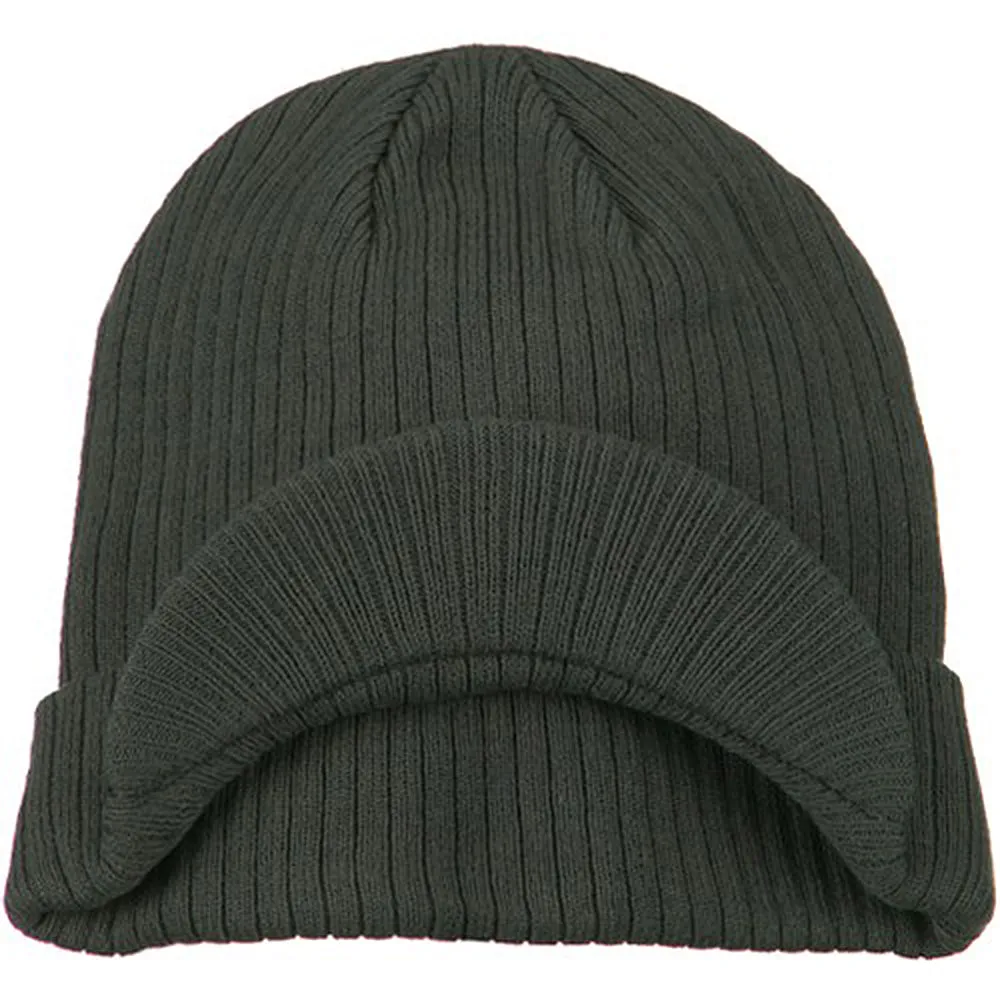 Big Knit Ribbed Beanie with Visor