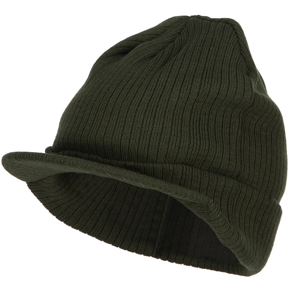Big Knit Ribbed Beanie with Visor