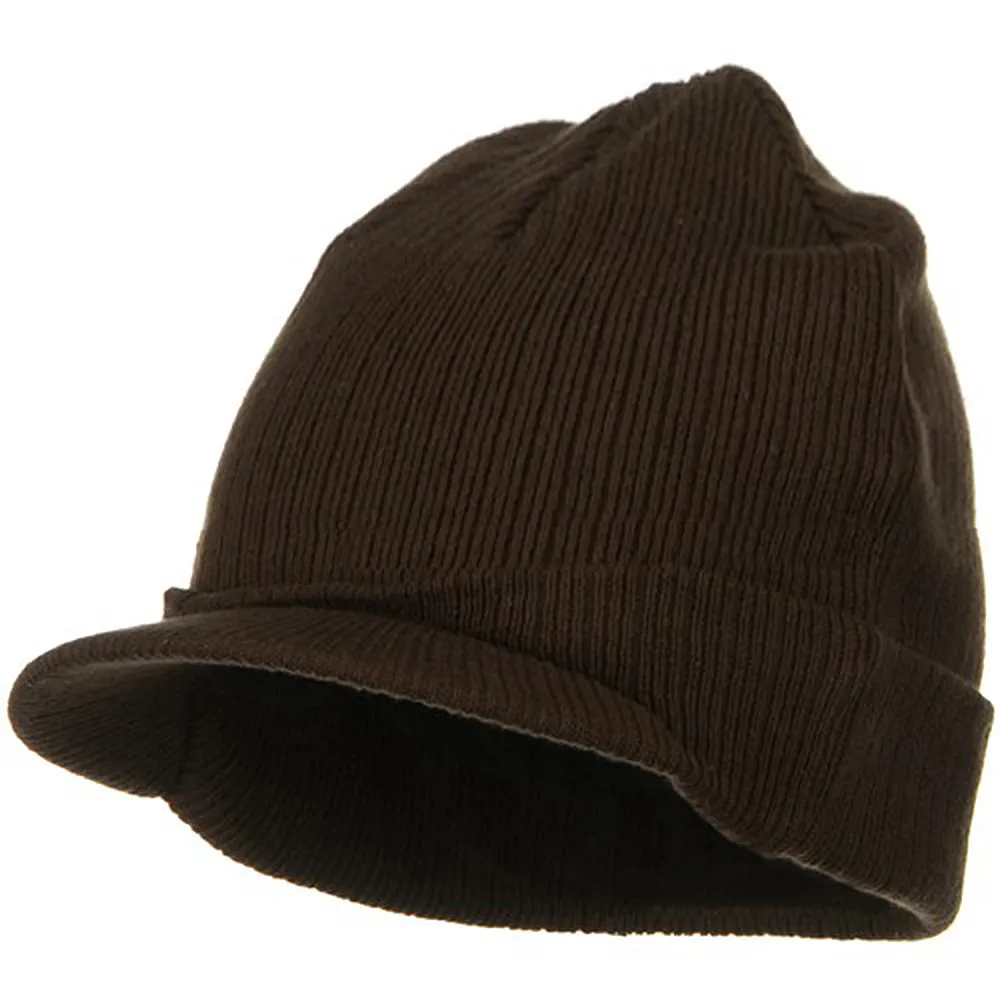 Big Knit Ribbed Beanie with Visor