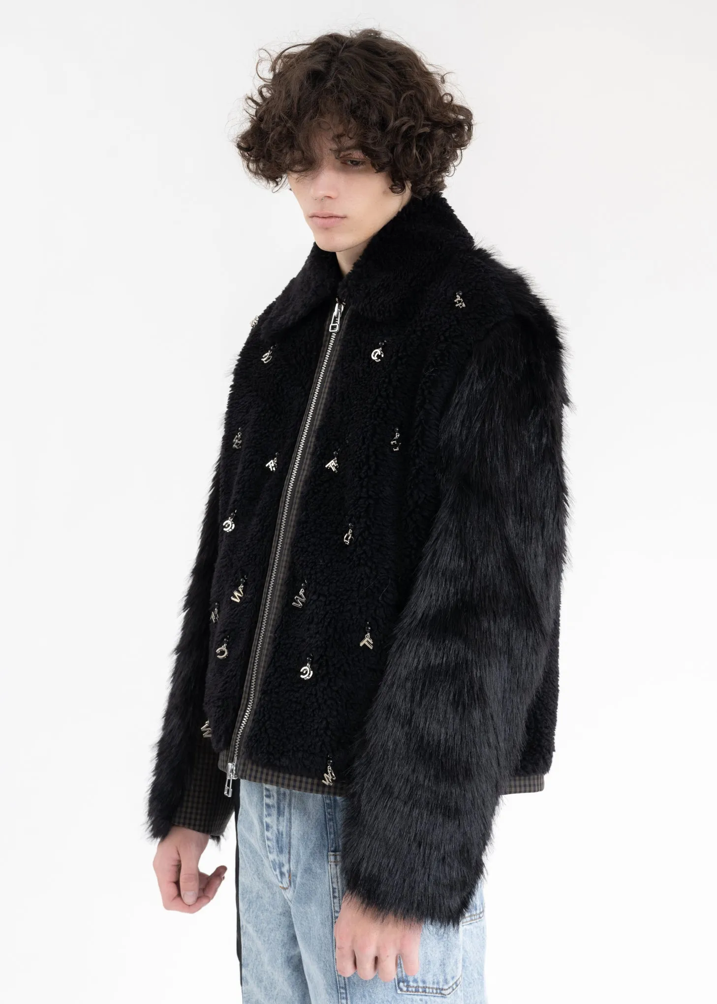 Black Fleece Letter Pendant Jacket
