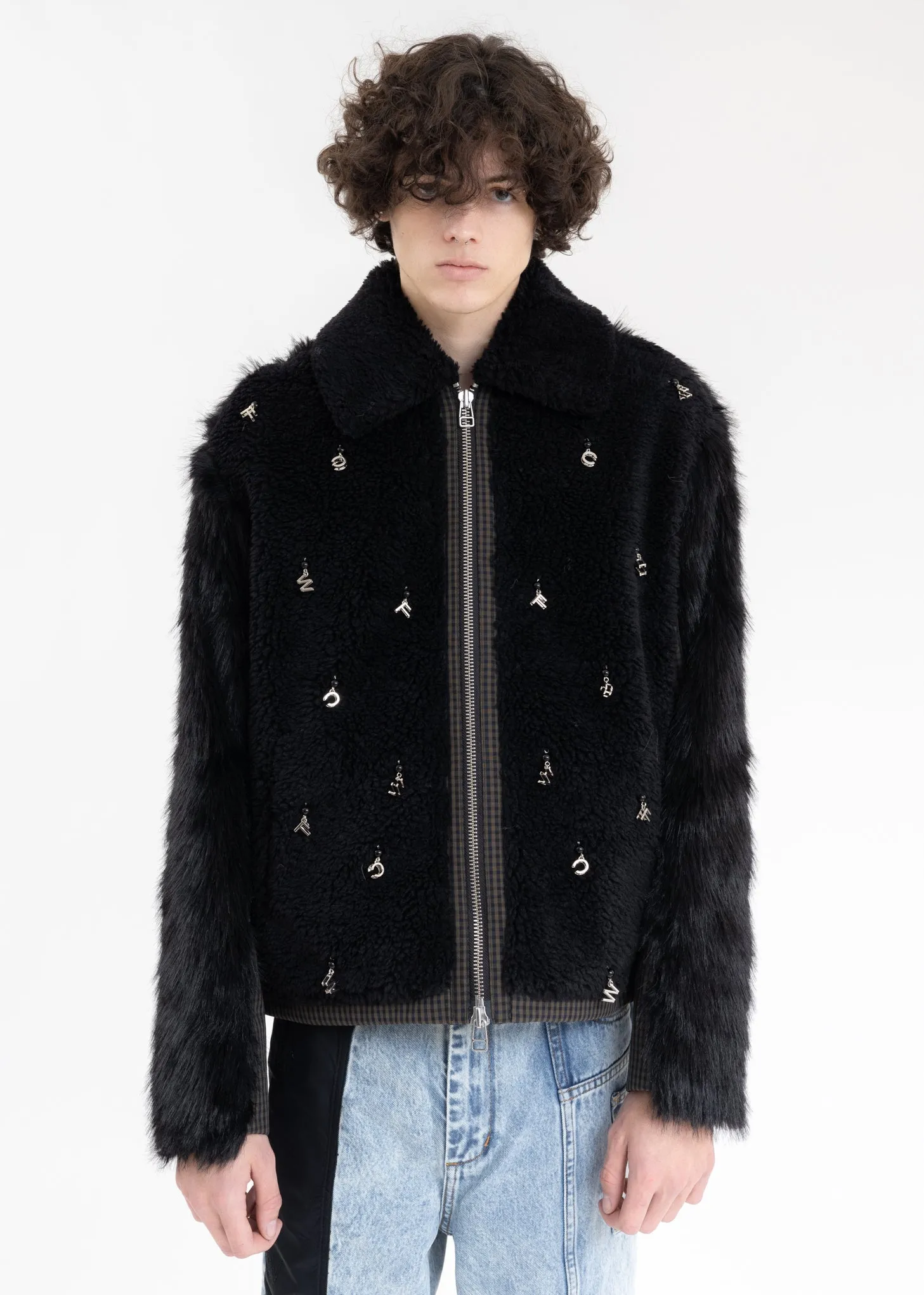Black Fleece Letter Pendant Jacket
