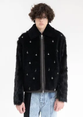 Black Fleece Letter Pendant Jacket