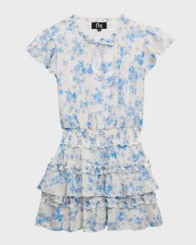 Blue Floral Eyelet Dress