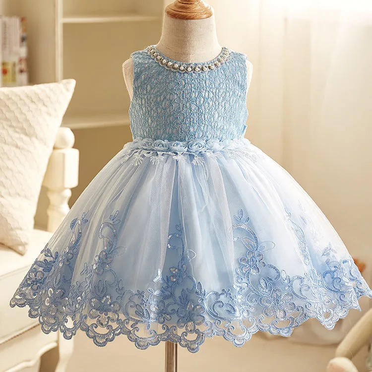 Blue Lace & Tulle Dress, Size 2-10 Yrs
