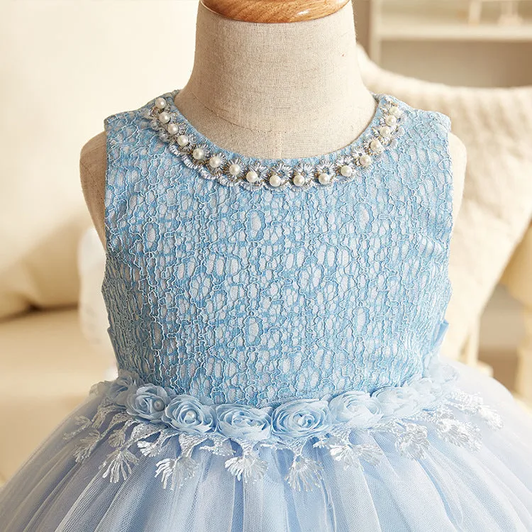 Blue Lace & Tulle Dress, Size 2-10 Yrs