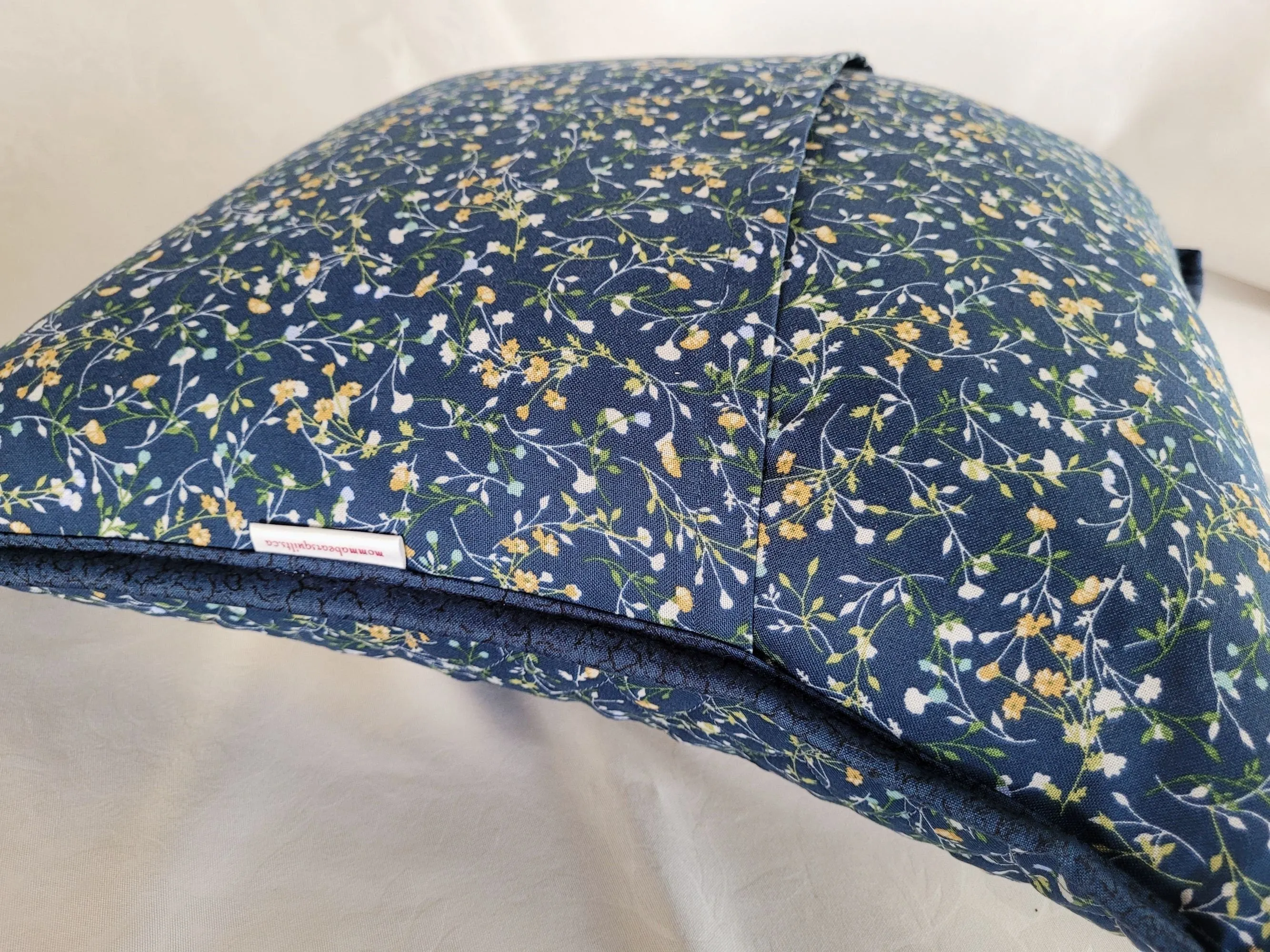 Blue Quilted Pillow | Patchwork Pinwheel Throw Cushion