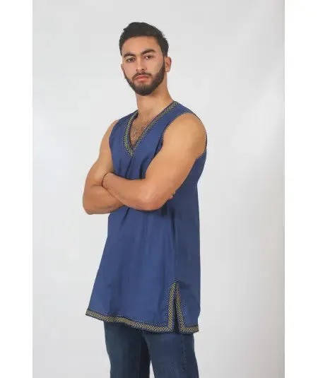 Blue tunic without sleeves