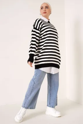 BNG Women -75 Striped Knit Tunic Black - Clermont