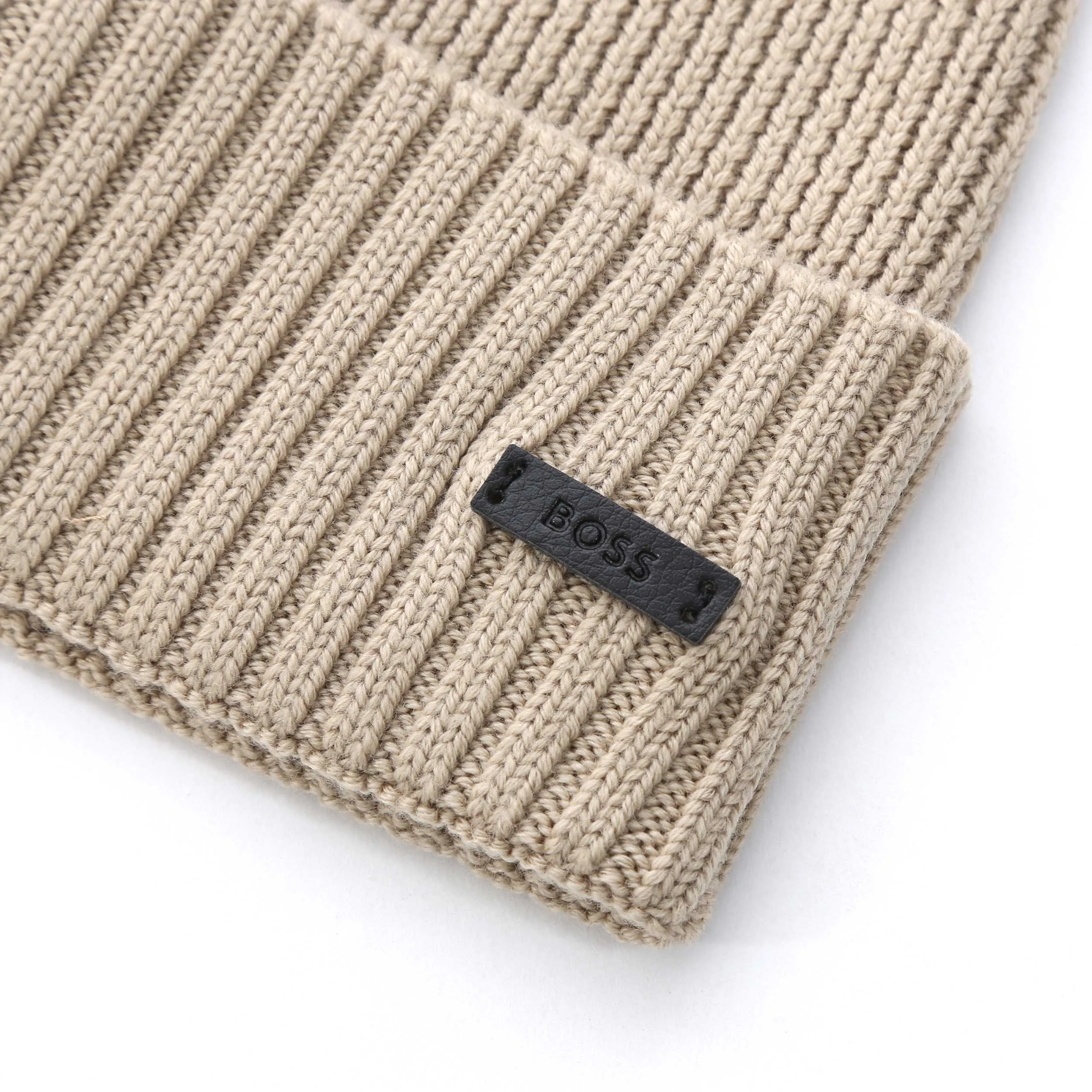 BOSS Fati Beanie Hat in Light Beige