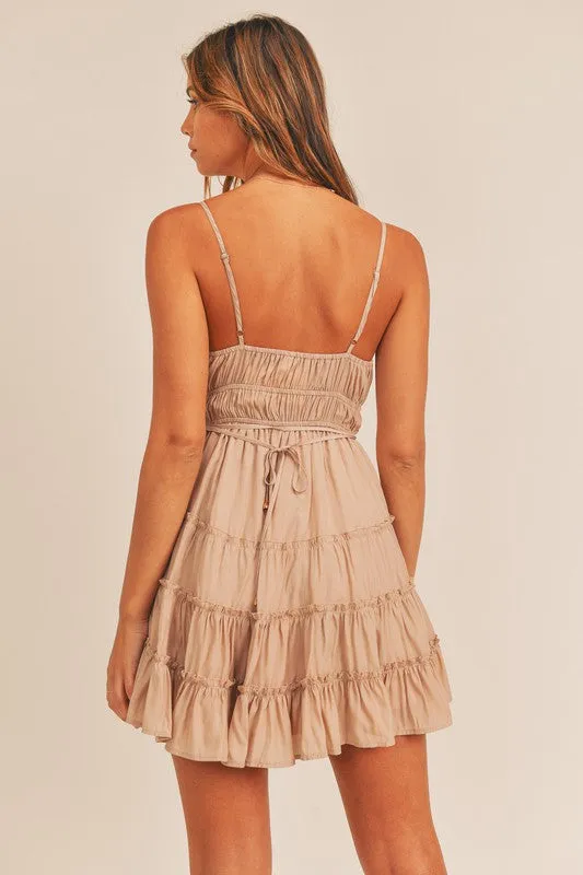 Brown Babydoll Ruffle Dress