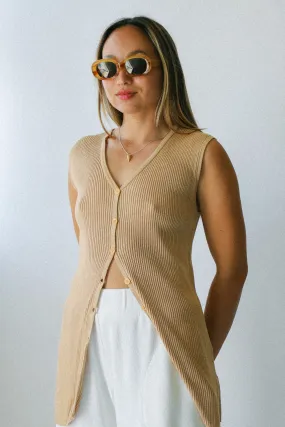 Camel Silk Ribbed Tank