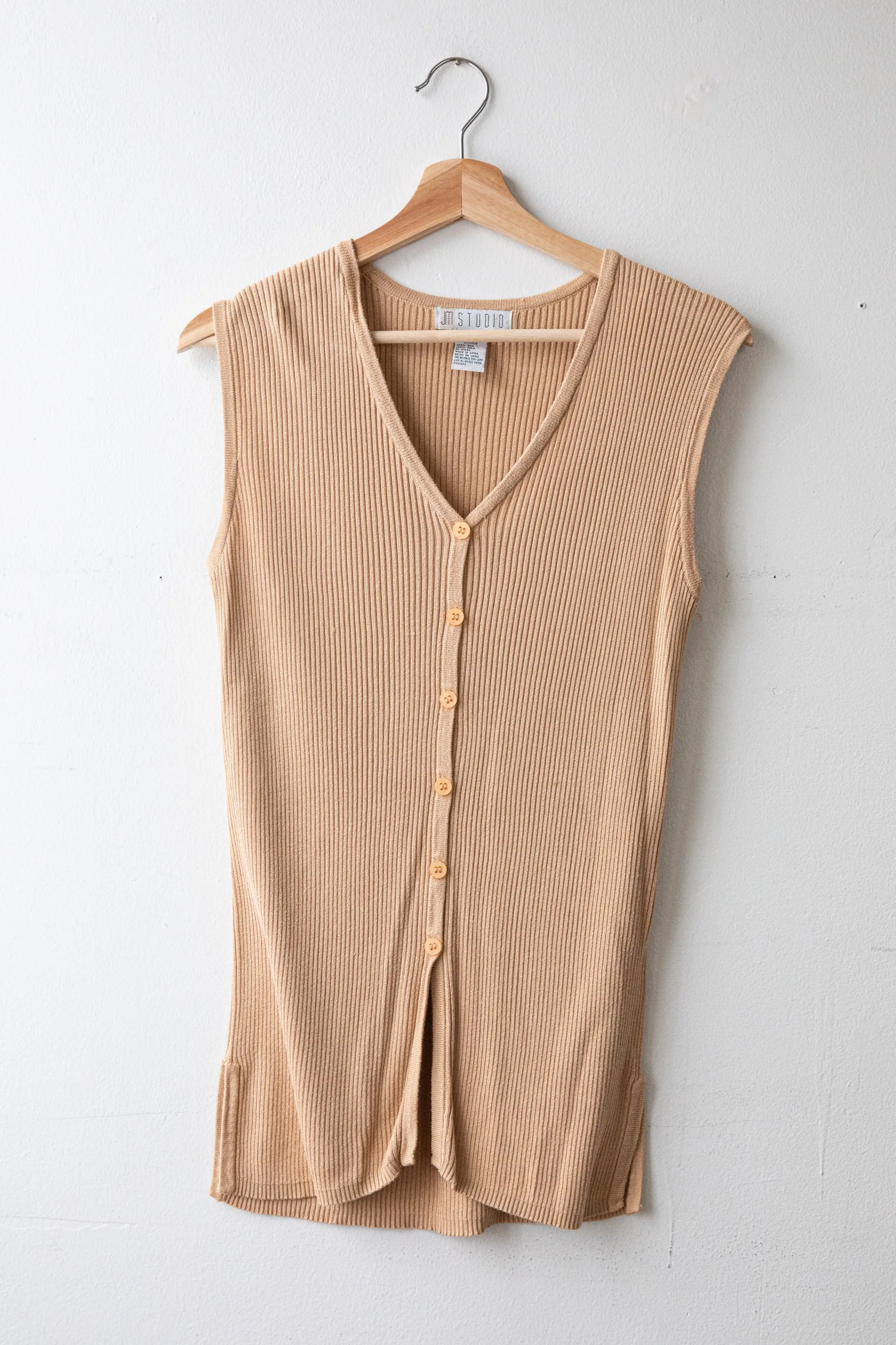 Camel Silk Ribbed Tank