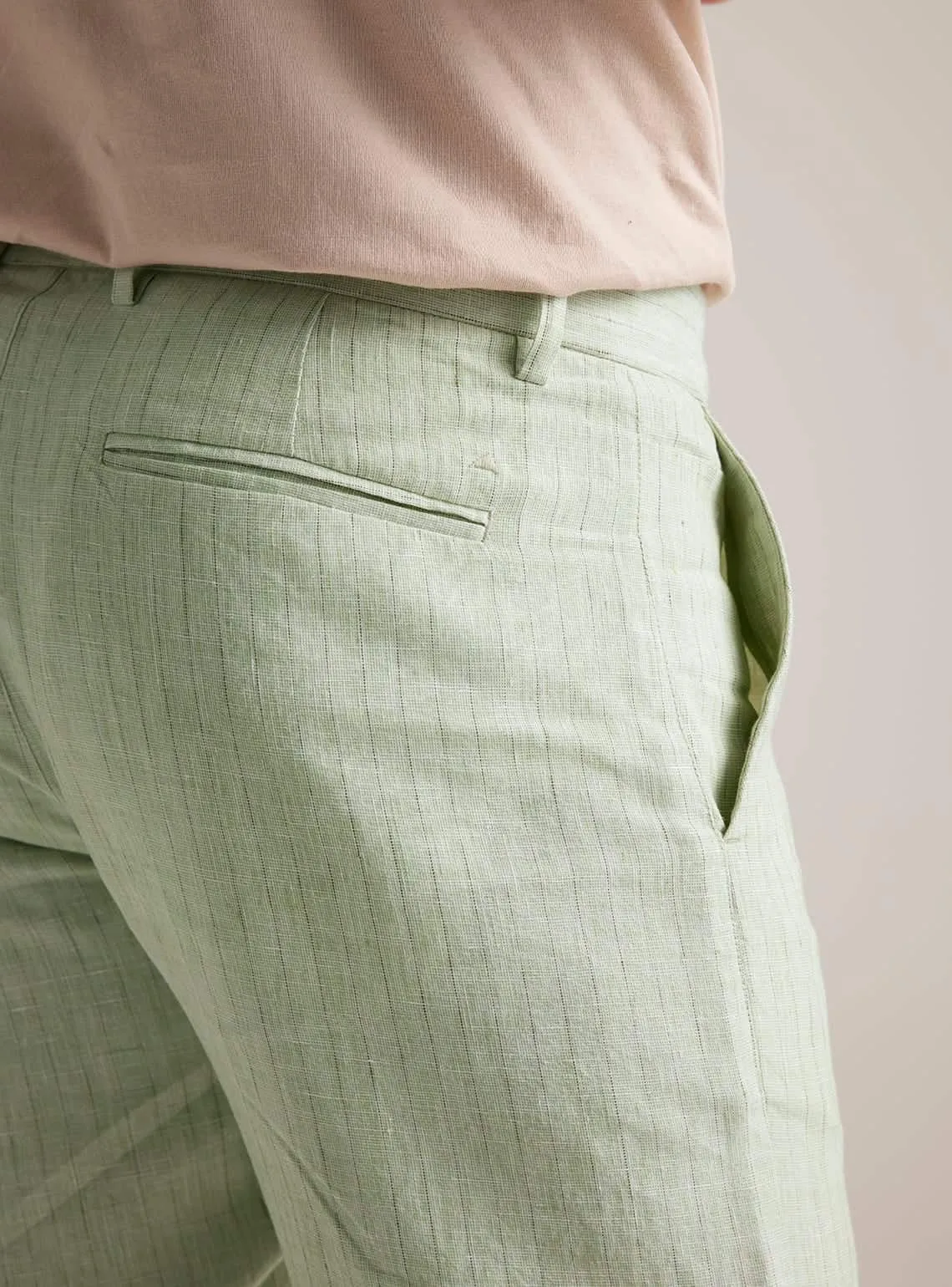 Celadon Stripe Linen Pants