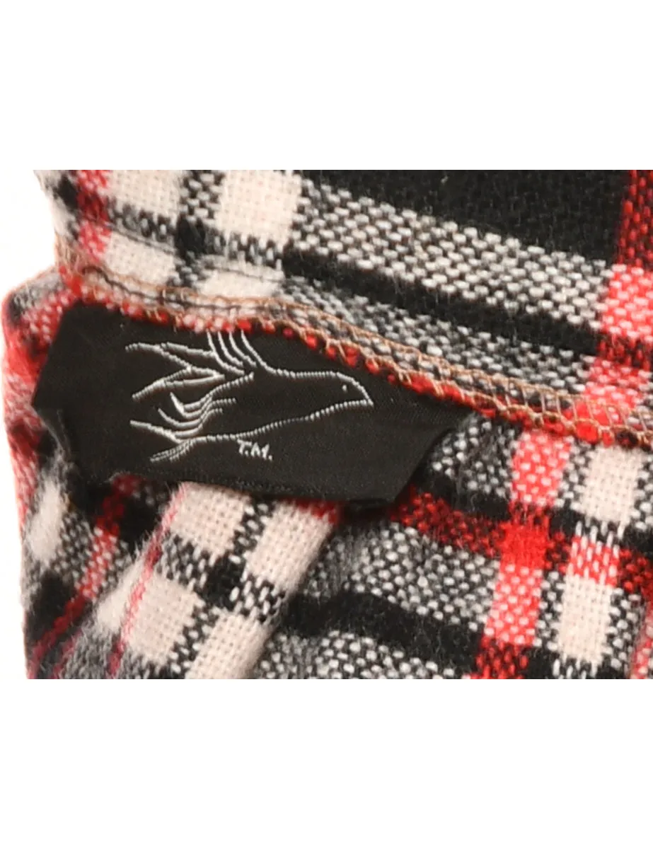 Checked Red Midi Skirt - M