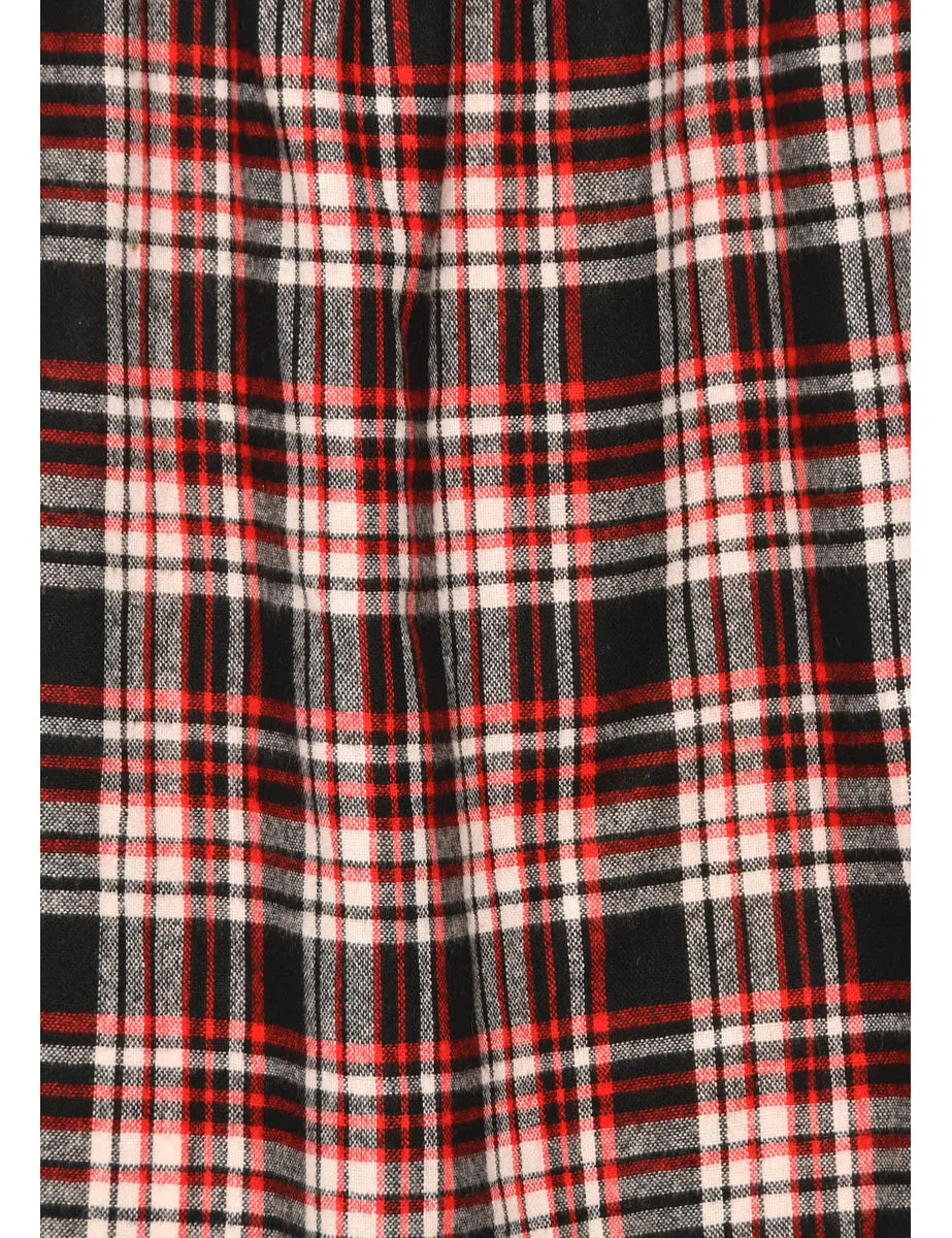 Checked Red Midi Skirt - M