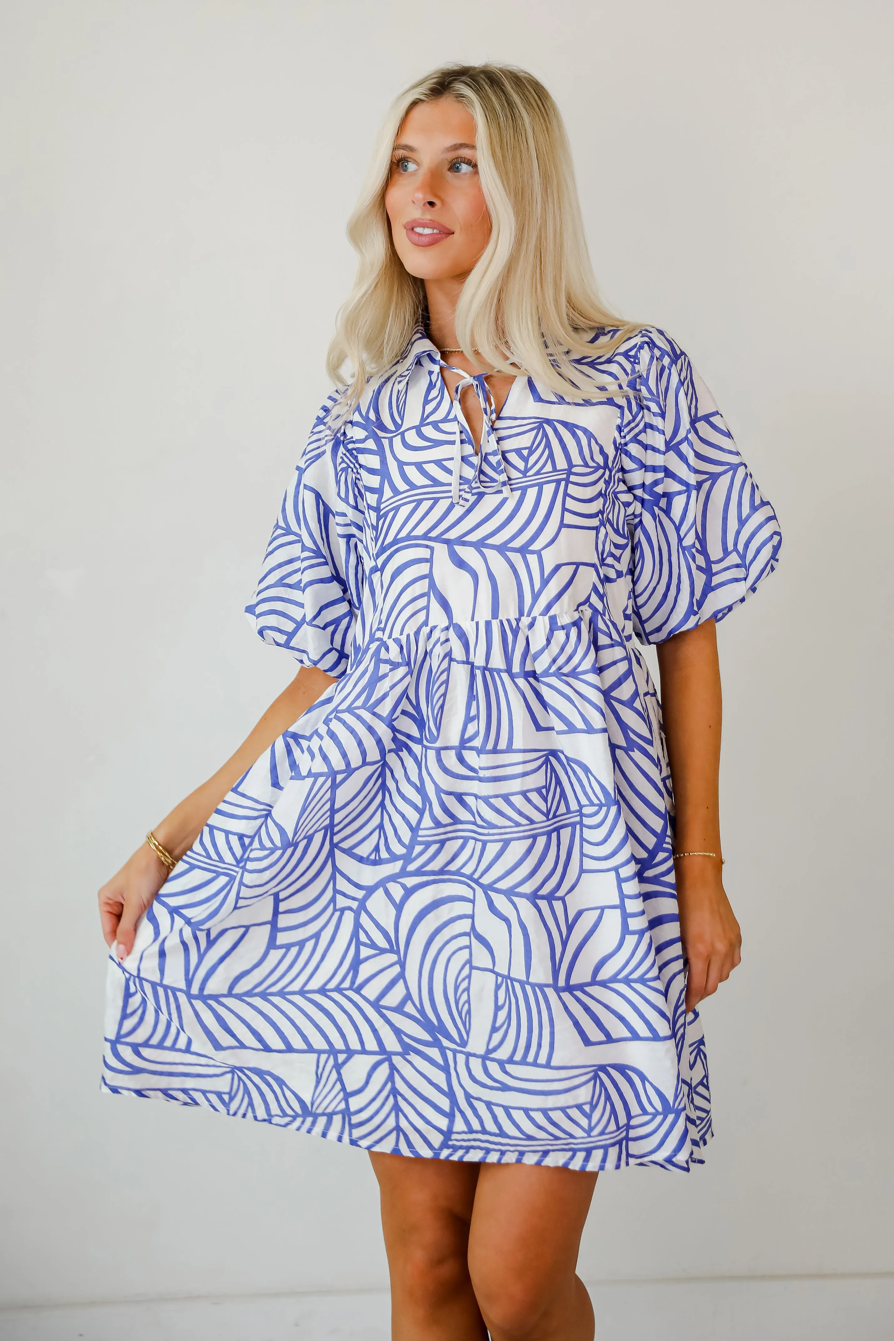Cheerful Season Royal Blue Babydoll Mini Dress