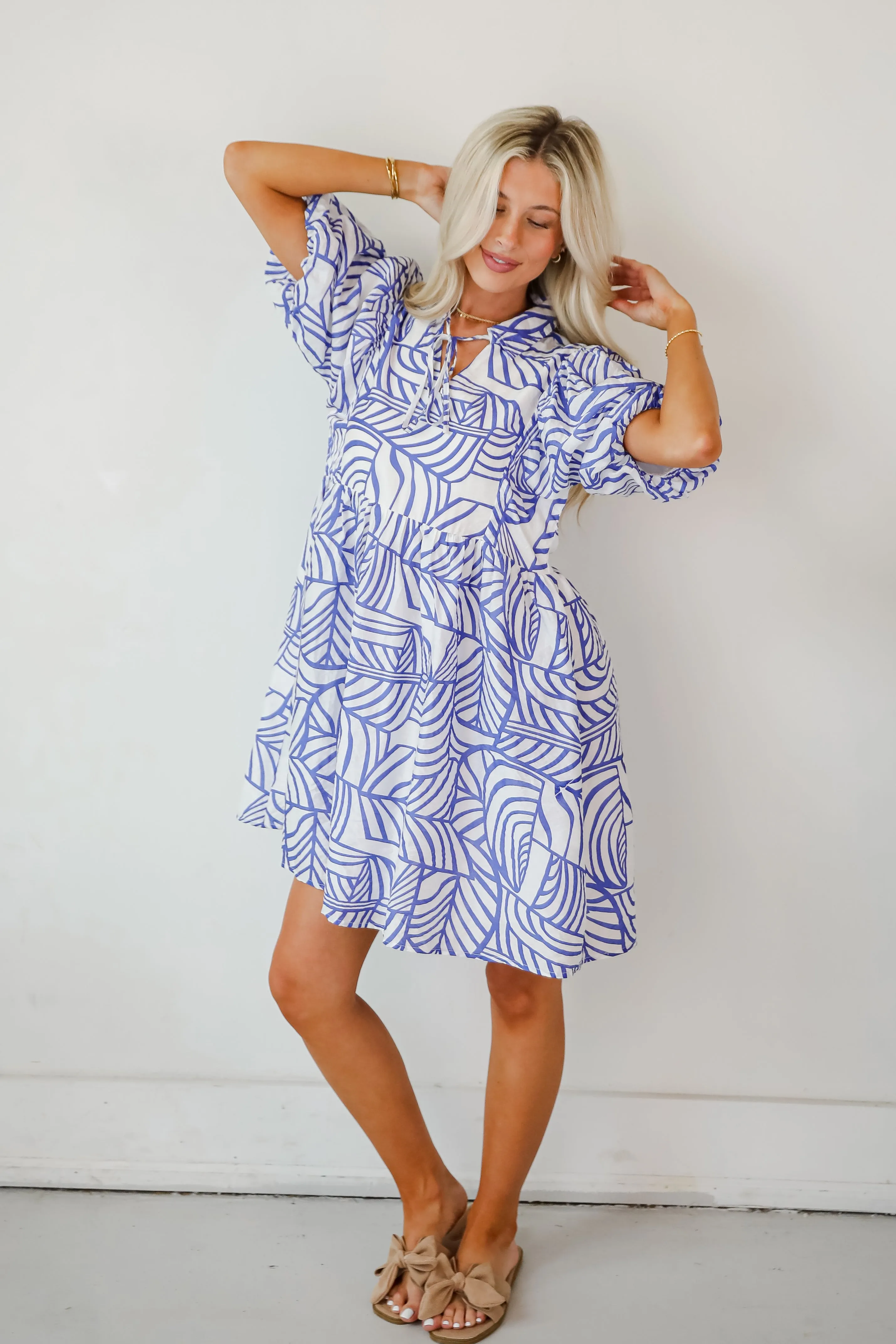 Cheerful Season Royal Blue Babydoll Mini Dress