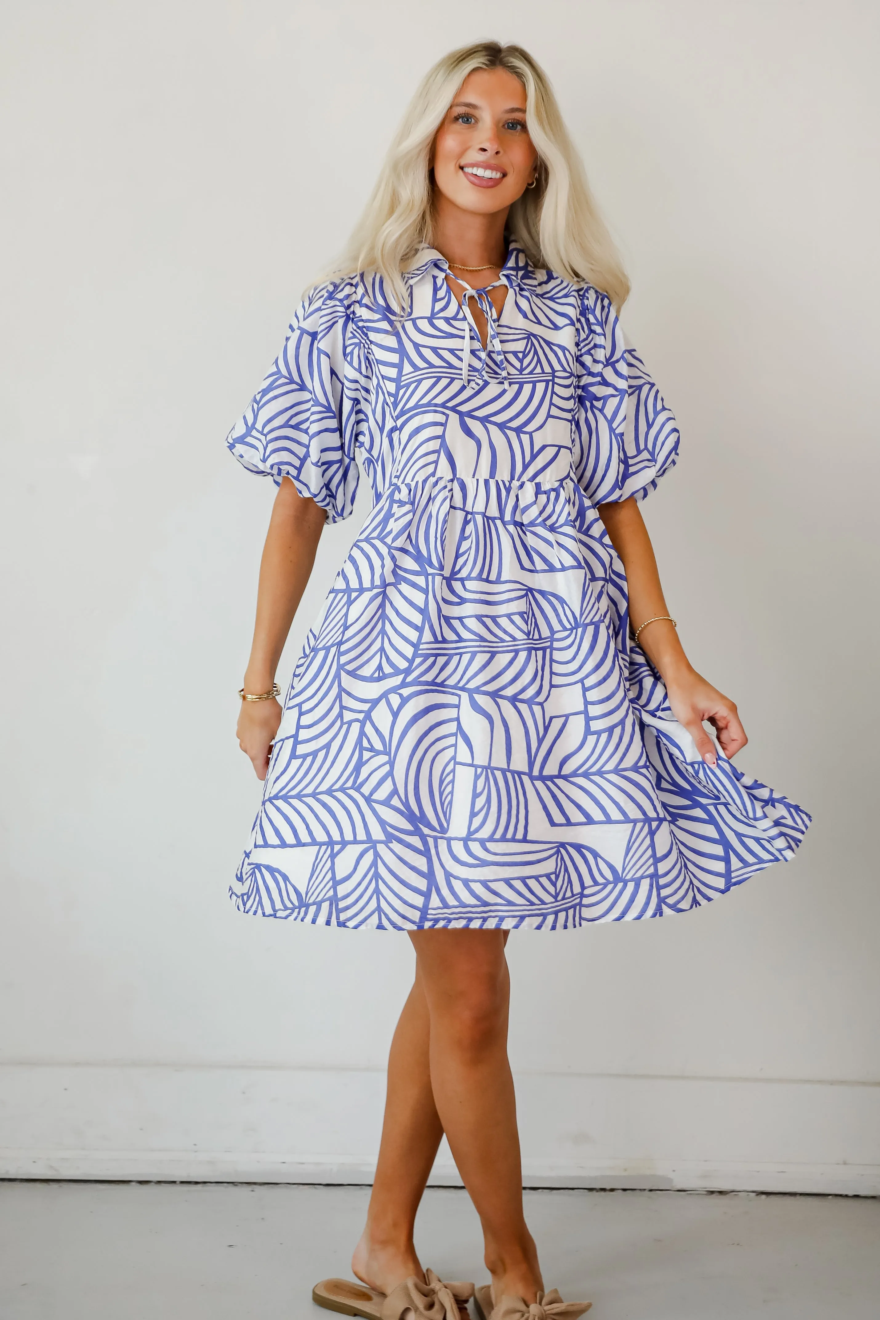 Cheerful Season Royal Blue Babydoll Mini Dress