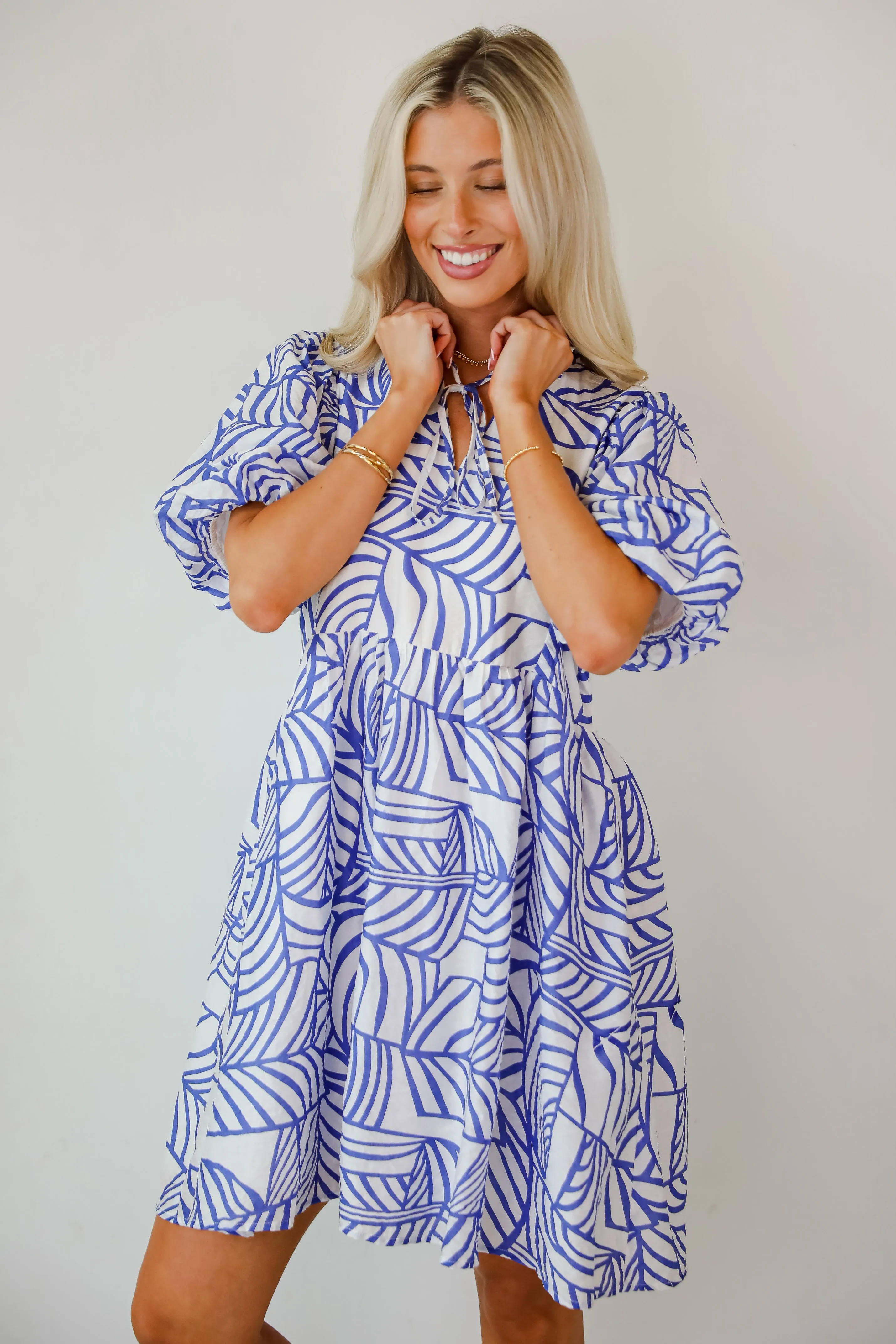 Cheerful Season Royal Blue Babydoll Mini Dress