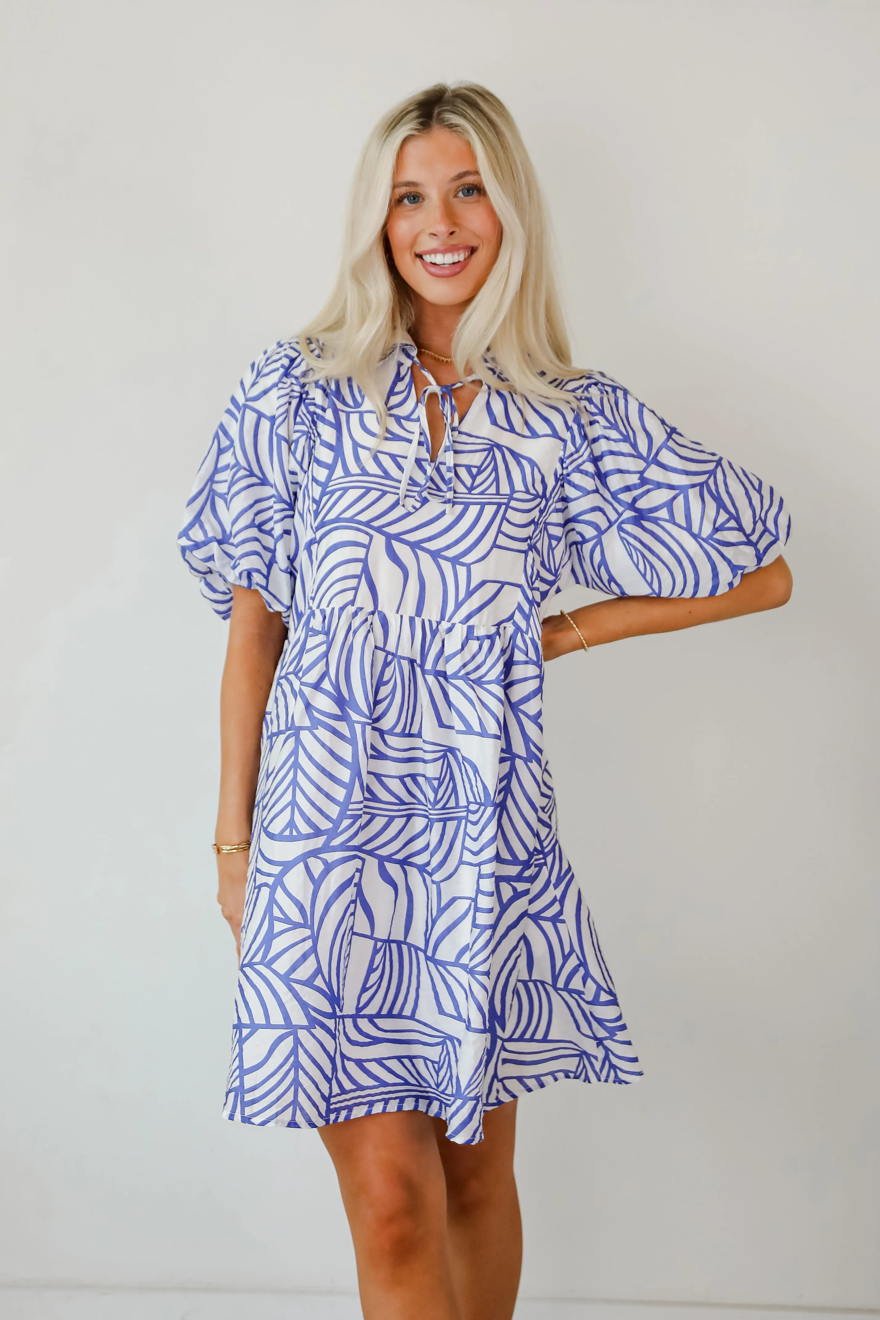 Cheerful Season Royal Blue Babydoll Mini Dress