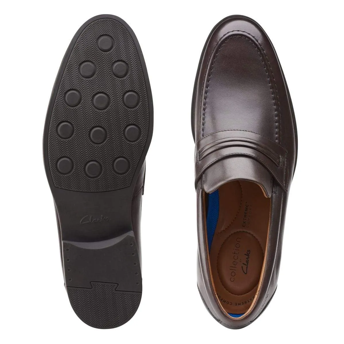 Clarks Men's Whiddon Loafer Slip Ons- Dark Brown