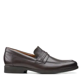 Clarks Men's Whiddon Loafer Slip Ons- Dark Brown