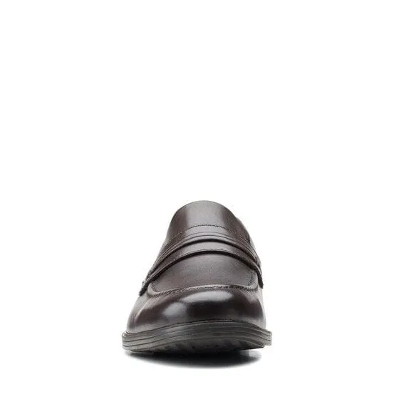 Clarks Men's Whiddon Loafer Slip Ons- Dark Brown