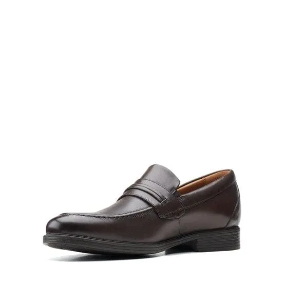 Clarks Men's Whiddon Loafer Slip Ons- Dark Brown