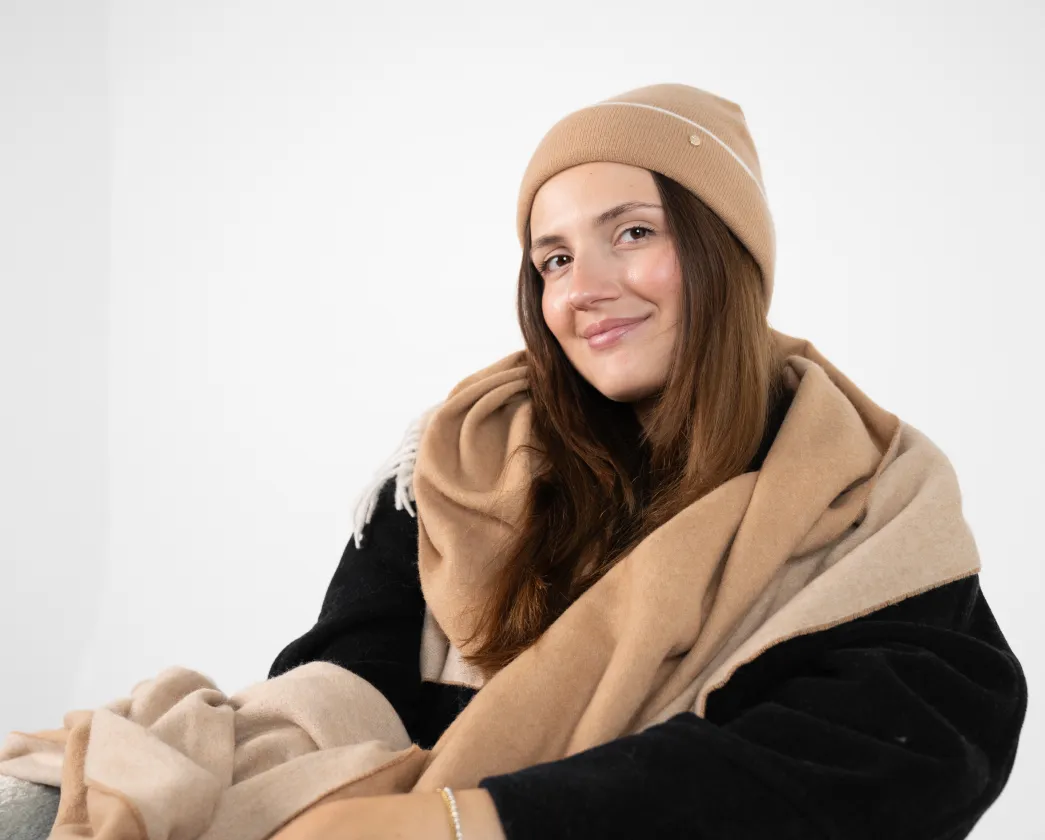 Classic Beanie & Classic Scarf - Crema/Sand