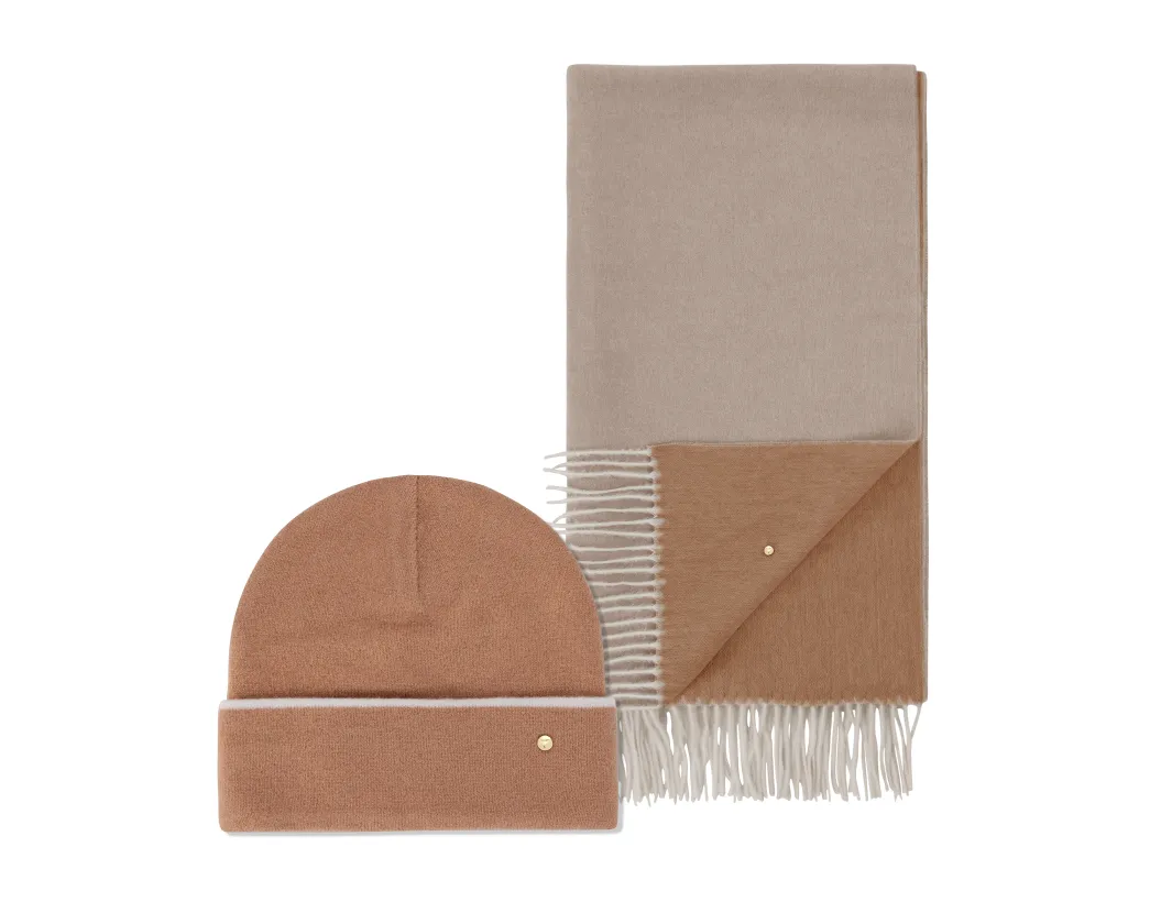 Classic Beanie & Classic Scarf - Crema/Sand