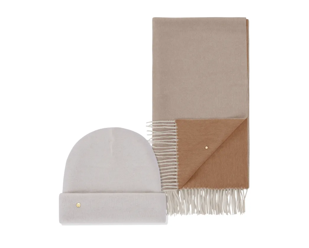 Classic Beanie & Classic Scarf - Crema/Sand
