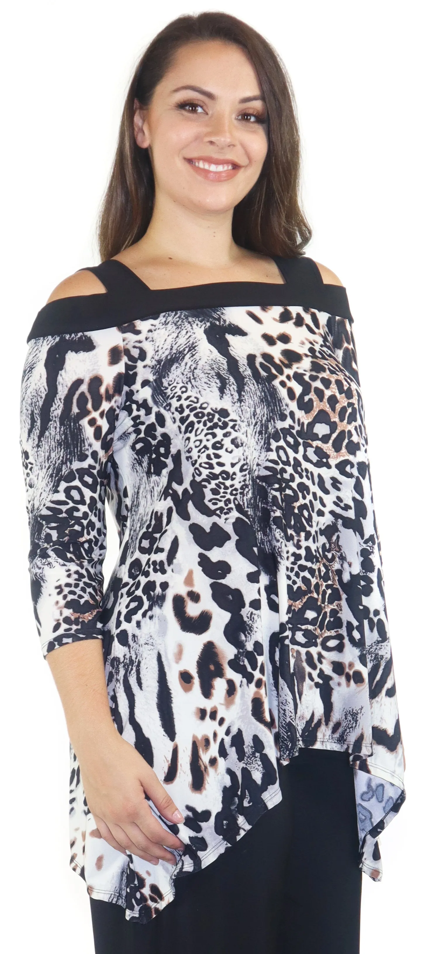 Cold Shoulder Tunic, Classic Plus size Tunic top with cut out details to the shoulders. S to 3XL