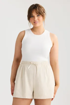 Core Ribbed Racer Back Tank - White