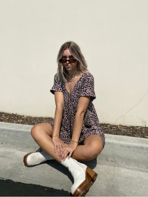 Corrie Leopard Print Romper Dress