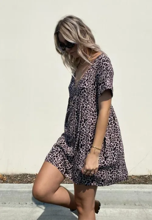Corrie Leopard Print Romper Dress