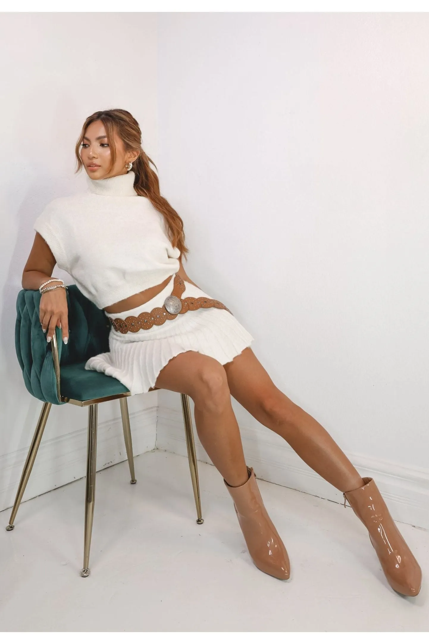 Cozy Pleated Knit Skort