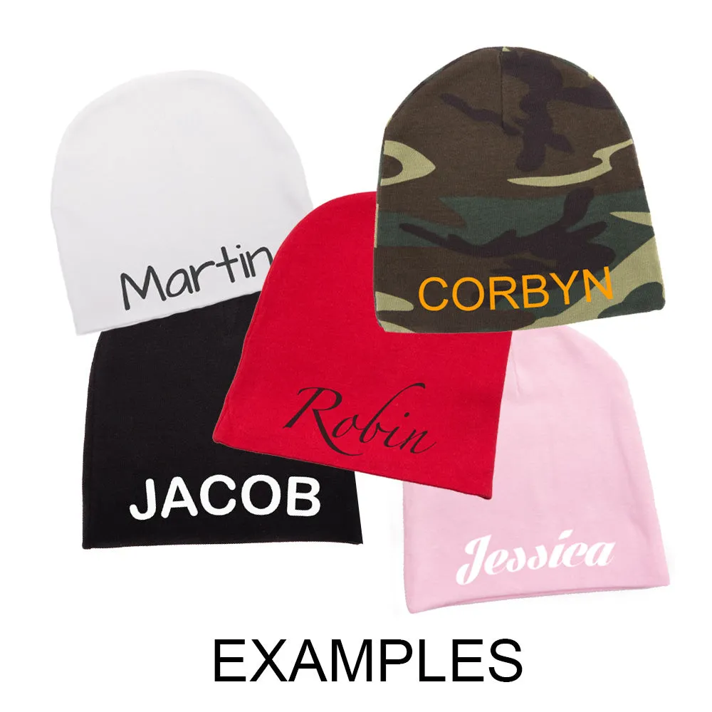 Custom Add Your Name Infant Baby 100% Cotton Knit Beanie Cap Hat
