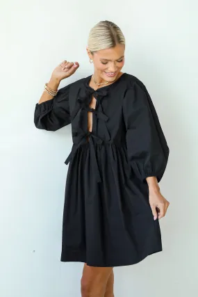 Cute Definition Black Bow Babydoll Mini Dress